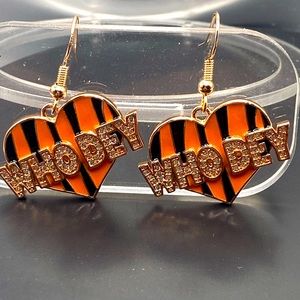 COPY - NFL Cincinnati bangle fans rose gold who dey crystal earrings